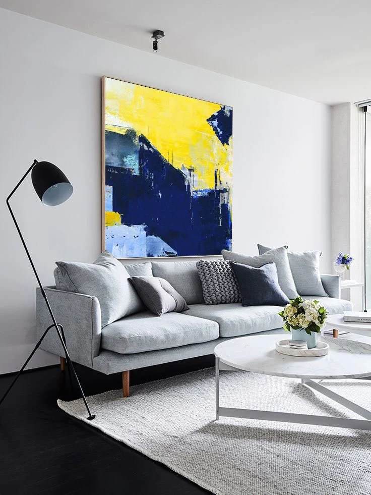 Dining Blue Office Entryway Abstract Canvas Artwork DEV75 wall art